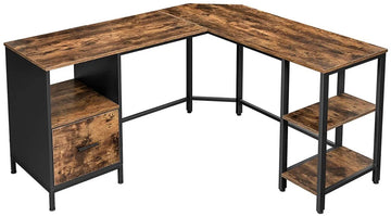 MIRA Home Hoekbureau - L-vormige werktafel - Multifunctioneel - Industrieel - Vintage - 137x150x75