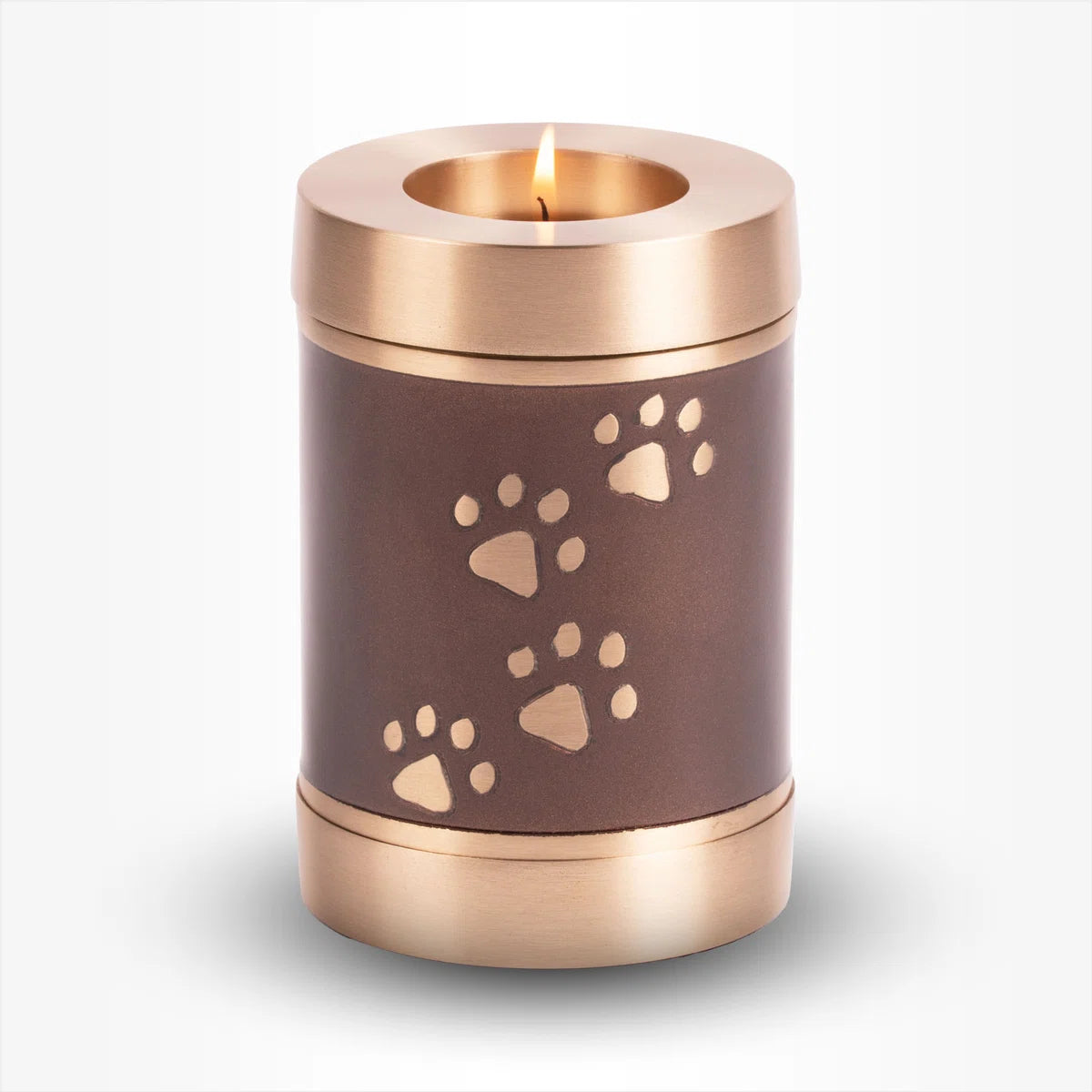 Honden Urn Waxinelichtje Middel 600 ml Bruin Goud Pootjes