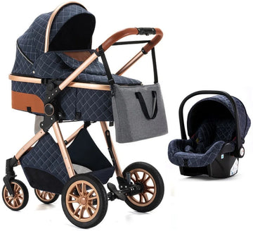 Kinderwagen 3-in-1 – Luxe kinderwagen - Buggy – Wandelwagen - Multifunctioneel – opklapbaar – Incl autostoel – Blauw