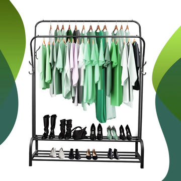 LG Life’s Green XL Kledingrek - Dressboy – Zwart – Metaal – Garderoberek met ophanghaken – H146xB110xD35 cm