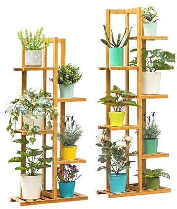 Plantenrek - Wandrek - Voor Planten - Ladder Kast - 5 Planken - 5 Laags - Plantenrek - Bamboe - Binnen/buiten