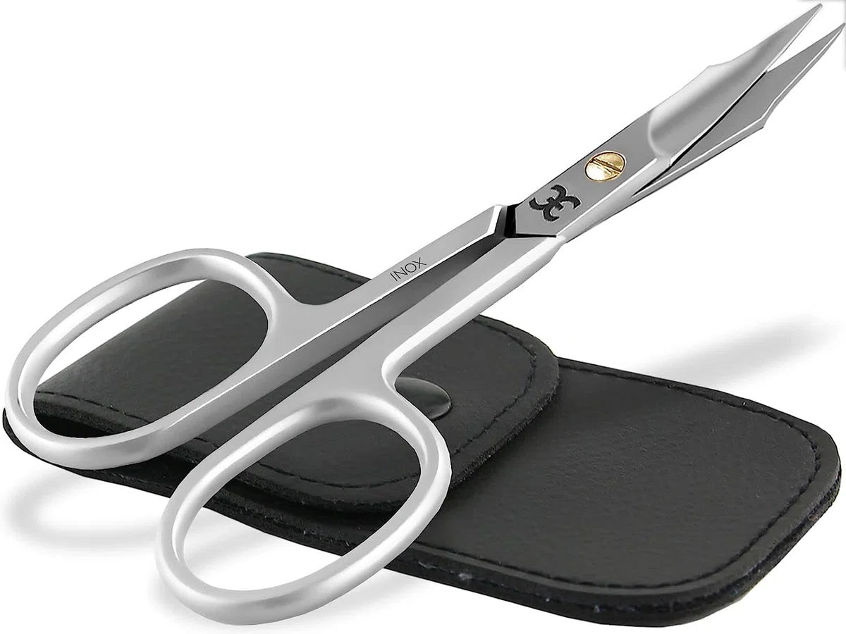 Nagelschaar, huidschaar, combi manicure pedicure schaar, roestvrij staal met extra scherpe snit in etui (nagelschaar met torenpunt 9 cm + etui)