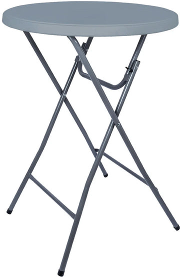 BRASQ Statafel Grijs ø80 x 110 cm - Bartafel - Vouwtafel - Inklapbaar van kunststof en metaal voor binnen en buiten