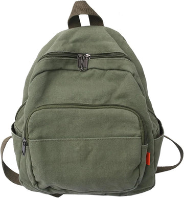 Canvas rugzak voor kleine stad Damesrugzakken Damesrugzak Rugzak voor casual schoolreizen Wandelen Werk, groen