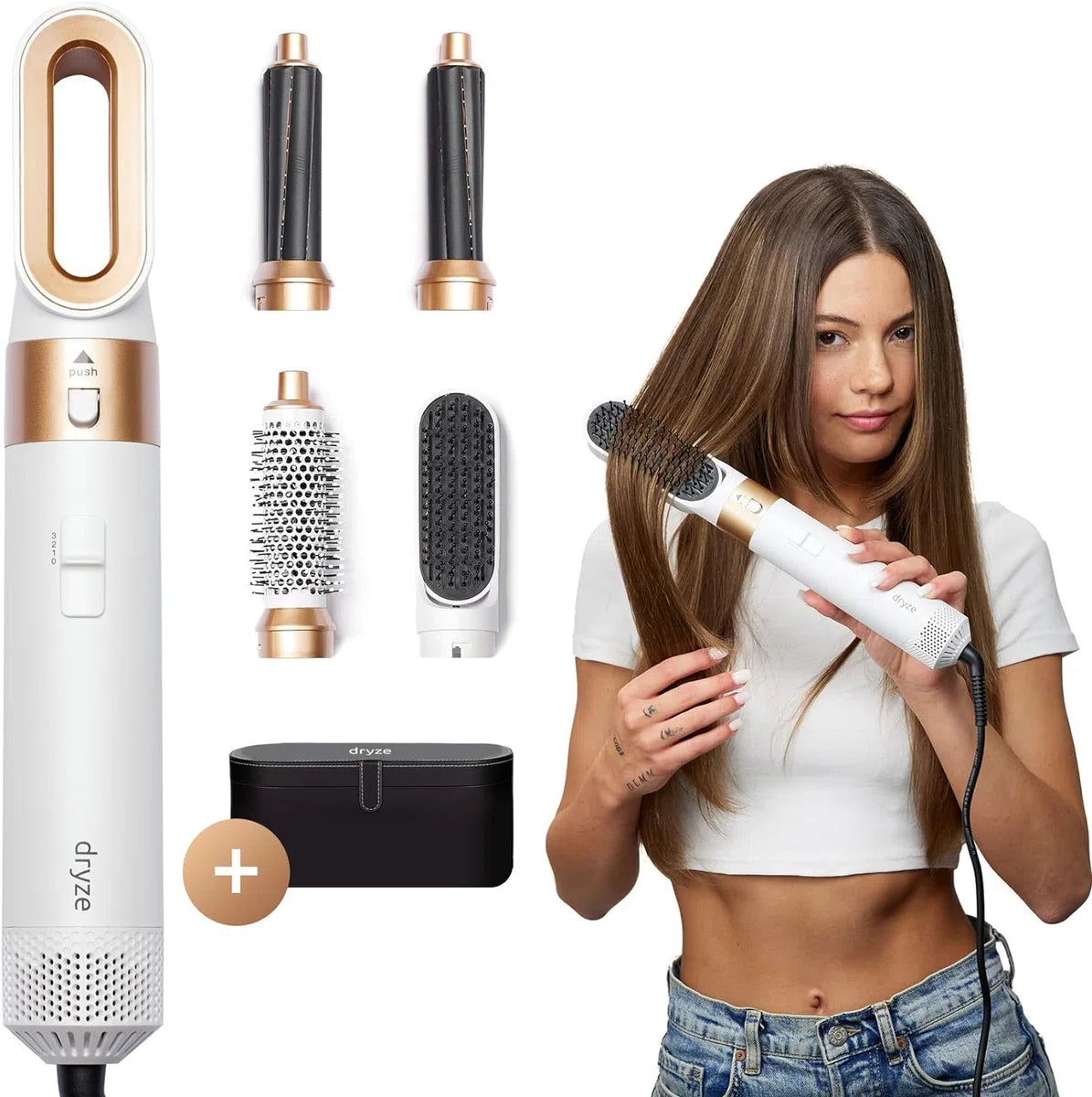 Airstyler 5-in-1, krultang, haardroger, warmluchtborstel, föhnborstel, föhn... (inclusief lederen doos)