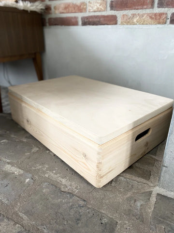 Krat maat L inclusief los deksel - 60x40x15 cm - houten kist