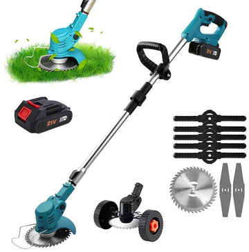 Bosmaaier met accu - Grasmachine voor kleine en middelgrote tuin - 380W - 15cm maaibreedte - Verstelbare maaihoogte