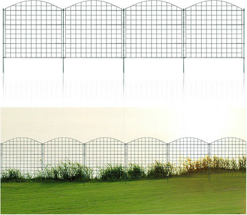 Schapenhek Vijverhekwerk Metalen Hek NIEUW 11tlg Hekwerk Metaal Tuinhek Tuinpoort GROEN Vakwerkhekwerk (topboog)
