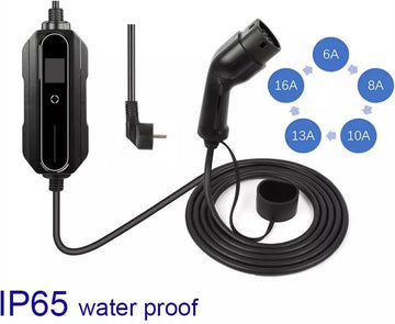 Mobiele Thuislader Elektrische Auto 3.7kW | IP65 Waterdicht | 16A 1 Fase | 10 Meter | Thuis Lader Type 2 vanaf stopcontact EU - 8A/10A/13A/16A Schakelbaar |