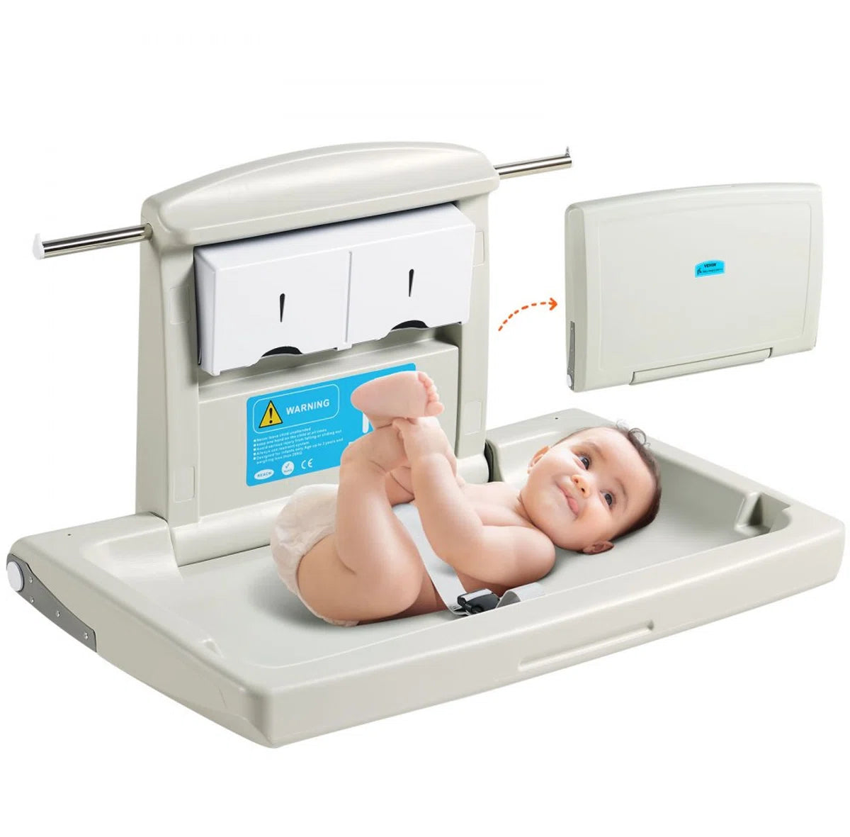 aankleedcombinatie wandcommode, afneembare aankleedtafel aankleedwagen, grijze aankleedtafel met aankleedkussen, veiligheidsgordel, ruimtebesparend en stabiel, aankleedrek 20 kg draagvermogen baby