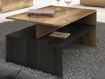 Salontafel Babel, Walnoot/Notelaar/Zwart, 100 cm