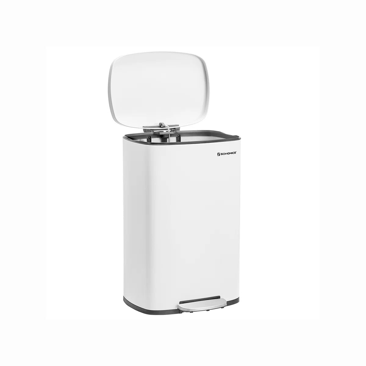 Vibe Prullenbak - Afvalbak 50 liter - Soft Close Prullenbakken - Pedaalemmer van Staal - met binnenemmer en deksel - Romig Wit