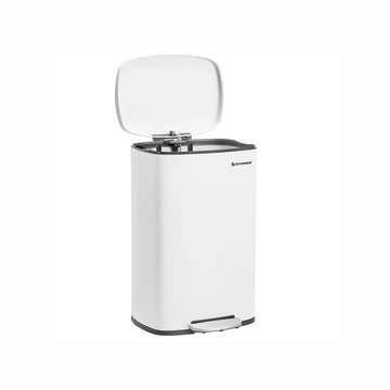 Vibe Prullenbak - Afvalbak 50 liter - Soft Close Prullenbakken - Pedaalemmer van Staal - met binnenemmer en deksel - Romig Wit