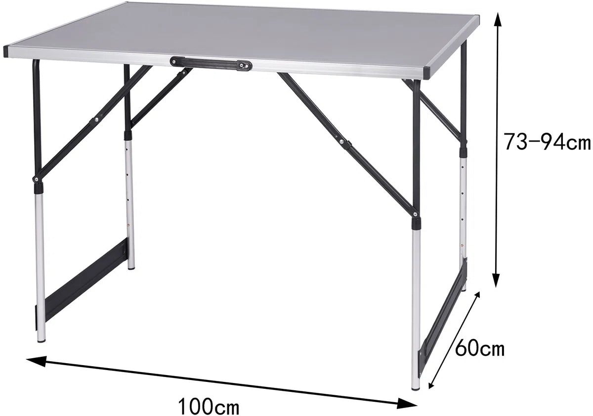 Klaptafel - Opklapbare Tafel - Campingtafel - Opvouwbaar - Kunststof - Vouwtafel - Kamperen - Grijs
