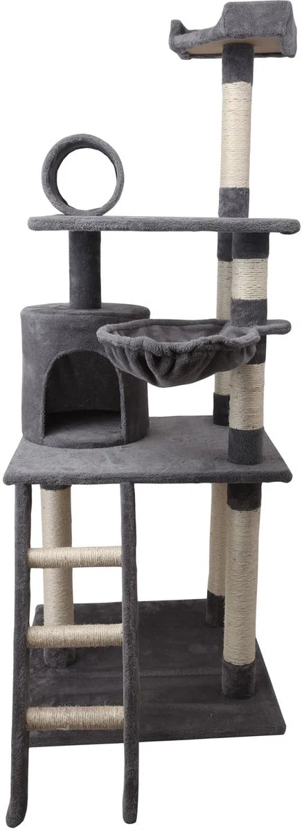 Katten Krabpaal 40KQY - 59 x 59 x 156 cm - Kattenmeubel - Krabpaal - Krabpaal voor grote katten - Krabpalen - Grijs