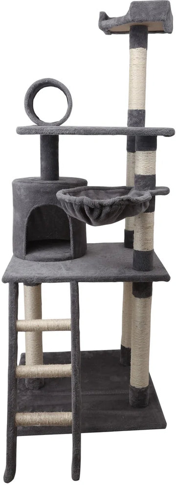 Katten Krabpaal 40KQY - 59 x 59 x 156 cm - Kattenmeubel - Krabpaal - Krabpaal voor grote katten - Krabpalen - Grijs