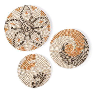 Wanddecoratie - 3 -Seater Set Handmatige mand voor wanddecoratie - wanddecoratie woonkamer slaapkamer keuken hal balkon tuin buiten - decoratie boho houten rattan 3d modern - muurdecoratie