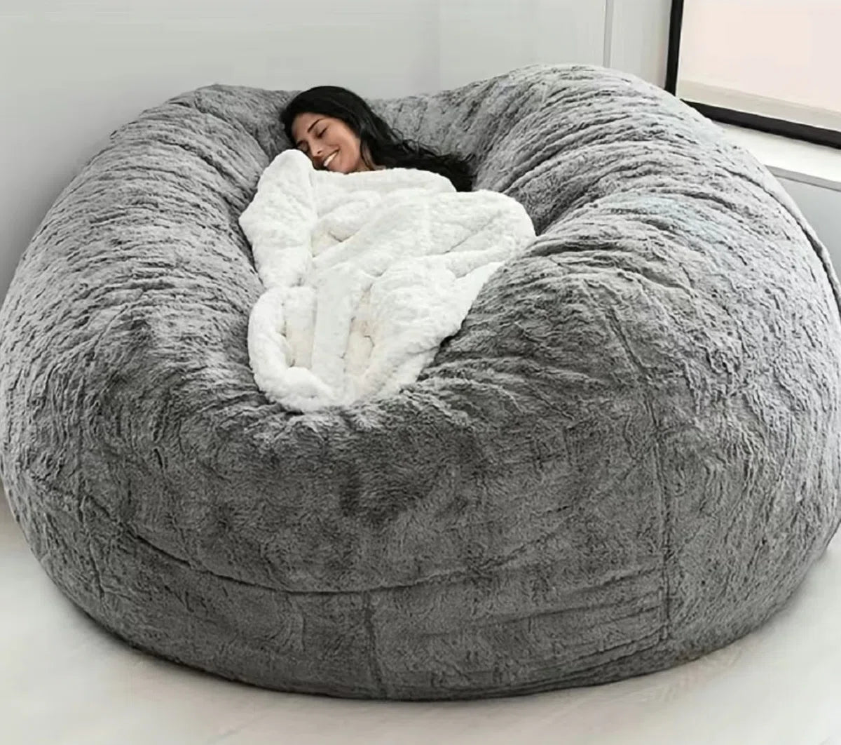 Zitzakhoes XXL - 150 x 75 cm - Bean Bag - Zonder vulling - Lichtgrijs - Wasbaar - Zacht en behaaglijk