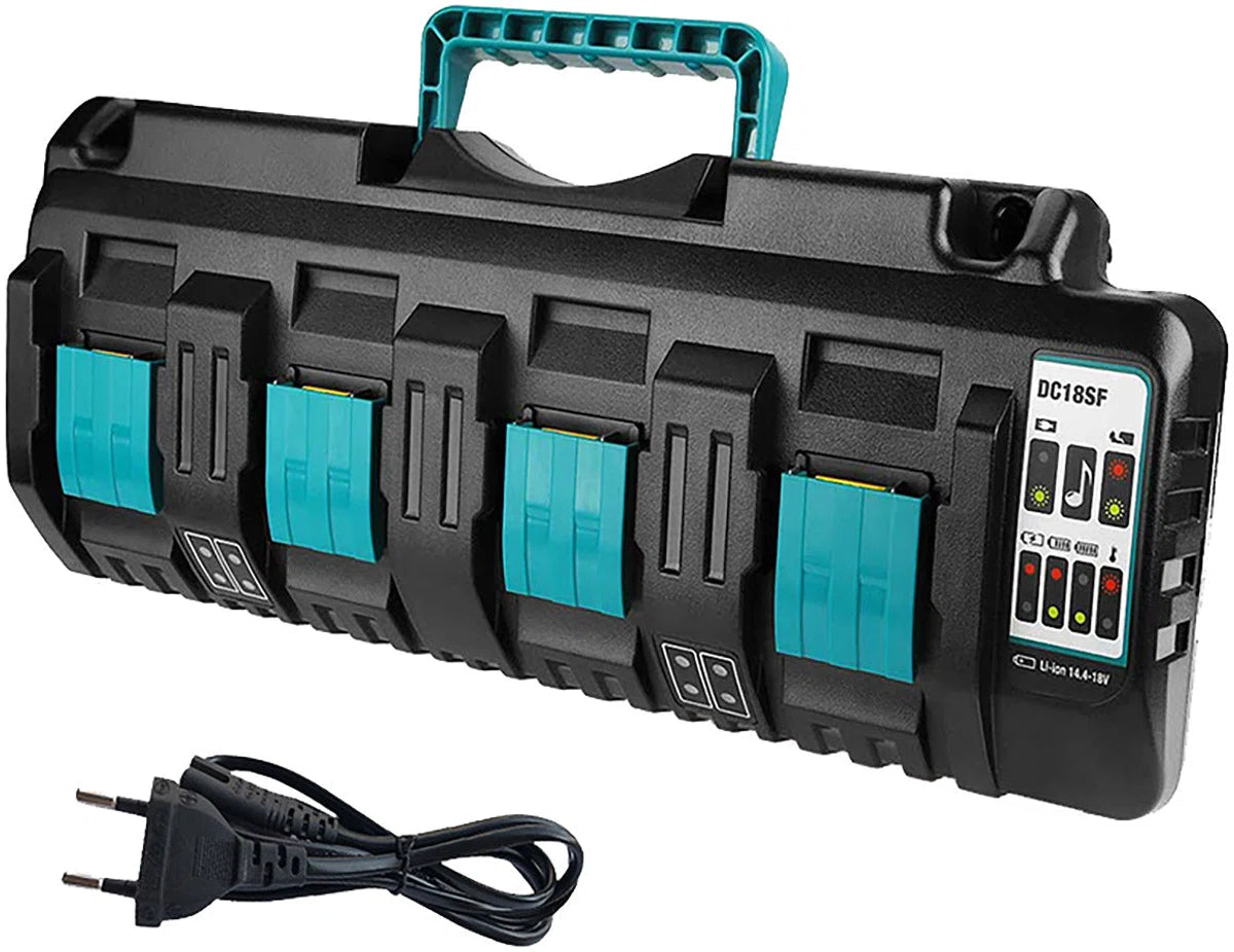 Acculader geschikt voor Makita LXT - vervangende oplader voor Makita - oplader 4 poort