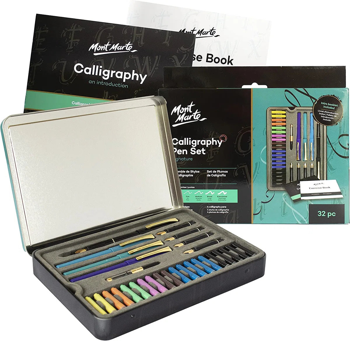 Kalligrafie Set Inkt Kalligafieset Calligraphy Pen Cadeau Geschenk Schrijven Kleuren Kadoverpaking Giftset Beginners Experts Hobby Vulpennen 5 Soorten Penpunten Inclusief Oefenboek