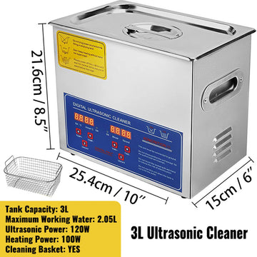 Ultrasoon reiniger 3 Liter - 3L (Ultrasoonbad - Reinigingsbad - Reinigingsbak - Ultrasone Reinigingsmachine - Ultrasoonbak - Ultrasonic Cleaner - beste Reinigings trilbad - sieraden bad bak - pedicure badje - brillen apparaat)