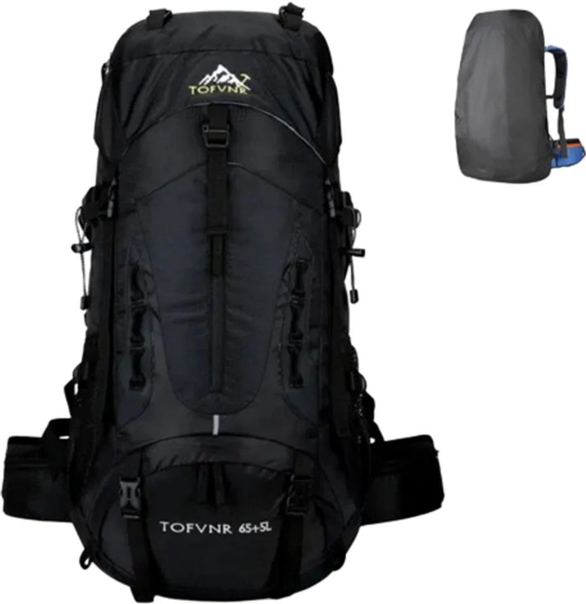 E-Shop4u® - 70L - Backpacks - Backpack - Hiking Backpack - Camping Backpack - Wandelen - Trekking - Rugzak - Zwart - Lichtgewicht - Nylon - Waterbestendig - Duurzaam - Grote - Backpack Organizer
