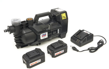 18 Volt 5.A Tuinpomp, Waterpomp - Compleet met 2 Accu's en lader