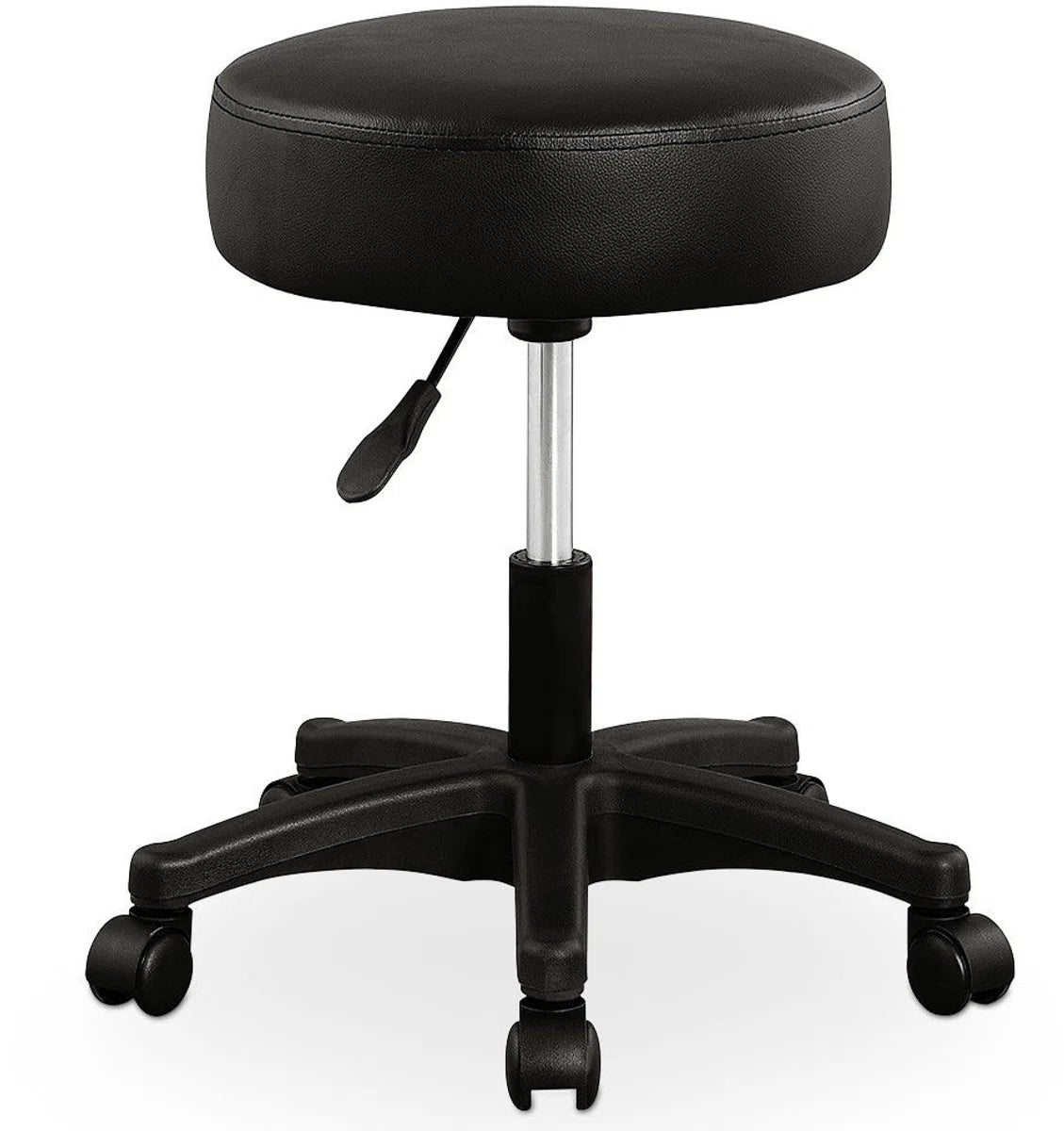 Werkkruk zwart, rolkruk, werkstoel, krukje