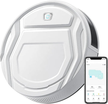 2-in-1 Robotstofzuiger met Laadstation - Met Dweilfunctie (Excl. Dweilaccessoires) - 3.0 Technologie - 120min. - Robotstofzuigers - Dweilrobot - Huisdieren - Stofzuiger - Spraakbesturing & App - Wit