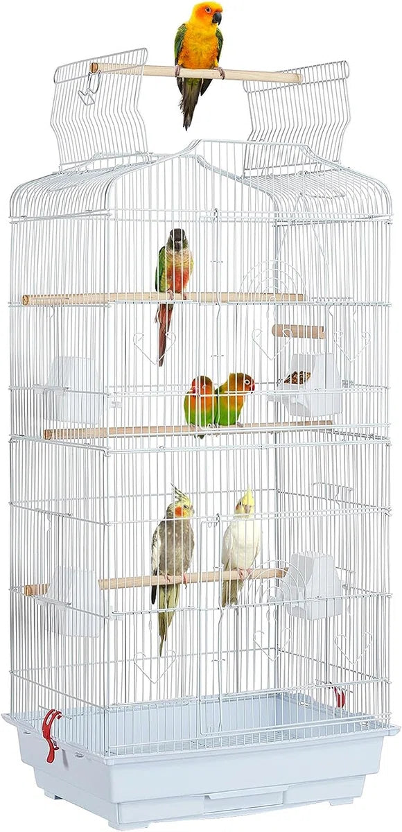 Grote vogelkooi - vogel Voliere - Vogelkooi - Zwart - Geschikt voor kanaries, valkparkieten, papegaaien, duiven - inclusief zitstokken - Papegaaienkooi - Parkietenkooi - Vogelkooi voor binnen en buiten - 46 x 35 x 104 cm