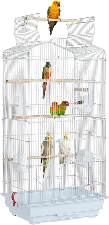 Grote vogelkooi - vogel Voliere - Vogelkooi - Zwart - Geschikt voor kanaries, valkparkieten, papegaaien, duiven - inclusief zitstokken - Papegaaienkooi - Parkietenkooi - Vogelkooi voor binnen en buiten - 46 x 35 x 104 cm