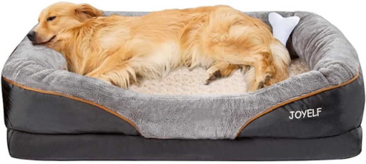 Luxe Orthopedisch Hondenkussen - X-Large Memory Foam Hondenbed - 102x77x23cm - Verwijderbare/Wasbare Hoes - Grijs