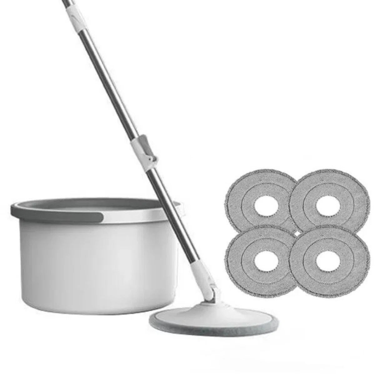 Dweil - 2-IN-1 - Dwijl En Emmer - Intrekbare Mop - Dweilsysteem - Dweilset & Vloerwissers - Inclusief 4 Dweildoeken Set - Grijs