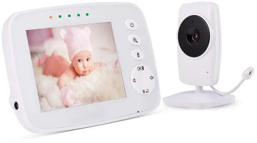 Draadloze - Slimme Elektronische Babymonitor - 3,2-inch HD - Draadloze Bewegingssensor Thuisbewakingscamera - 360° Handmatige Rotatie - ECO-modus - 4 Camera's Verbinden - Geschikt voor Kinderkamer, Woonkamer & Kantoor
