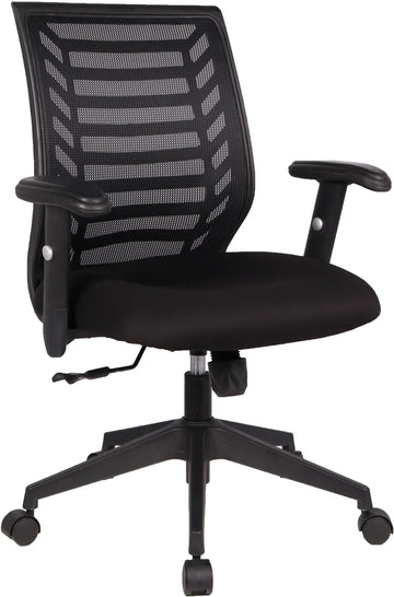 Zwarte Bureaustoel voor Kantoor of Bureau - Draaibaar - met Wielen - Nylon - Zwart
