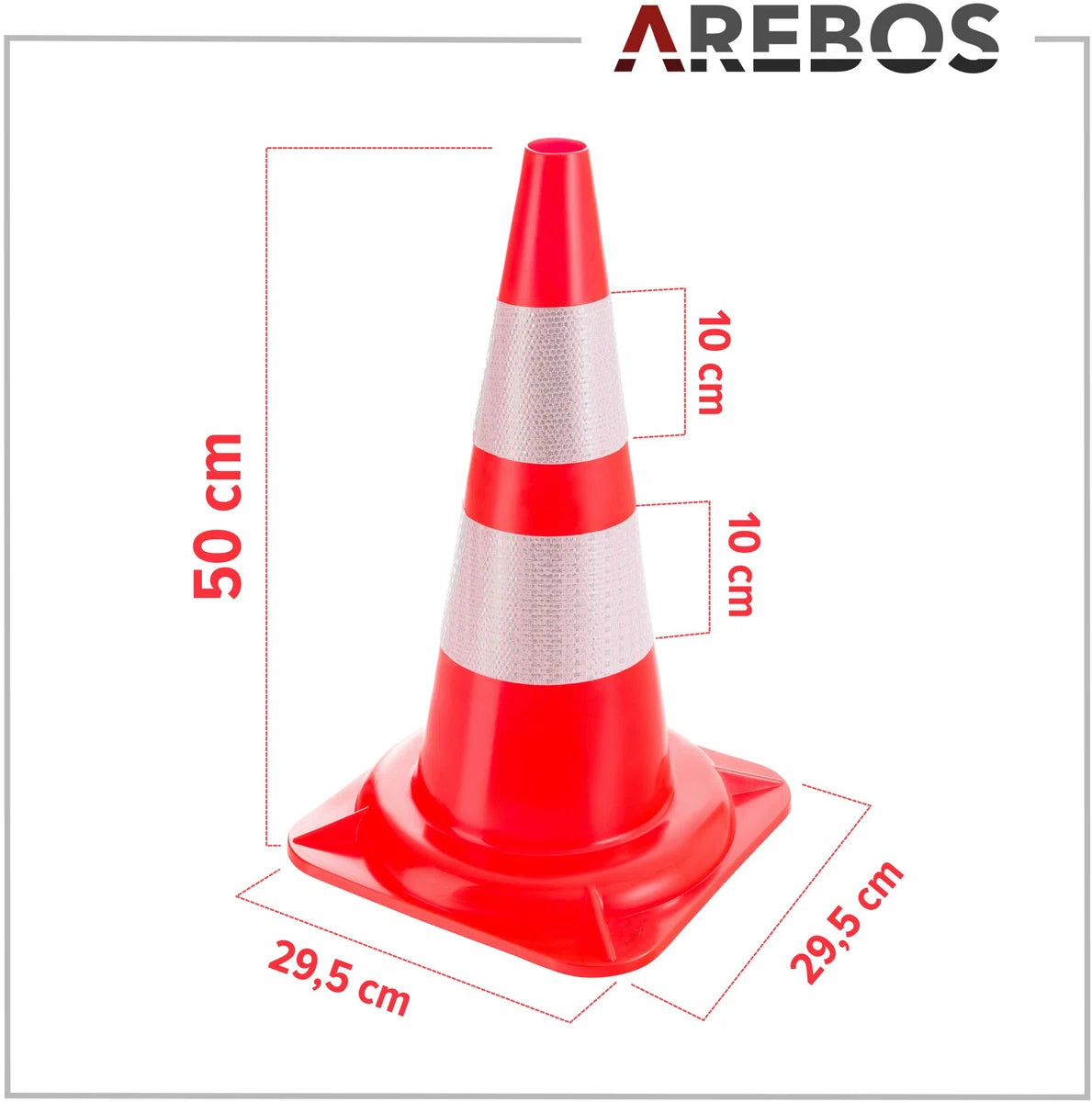 Verkeerskeerskegel / pion - 50 cm hoog - 10 stuks