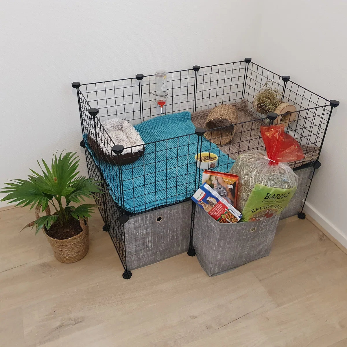 Huisdierenkooi met Opbergdozen - Knaagdieren ren - Cavia kooi- Konijnen kooi - Cavia ren - Knaagdierenkooi voor binnen en buiten - Modulair kooi