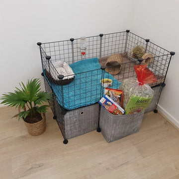 Huisdierenkooi met Opbergdozen - Knaagdieren ren - Cavia kooi- Konijnen kooi - Cavia ren - Knaagdierenkooi voor binnen en buiten - Modulair kooi