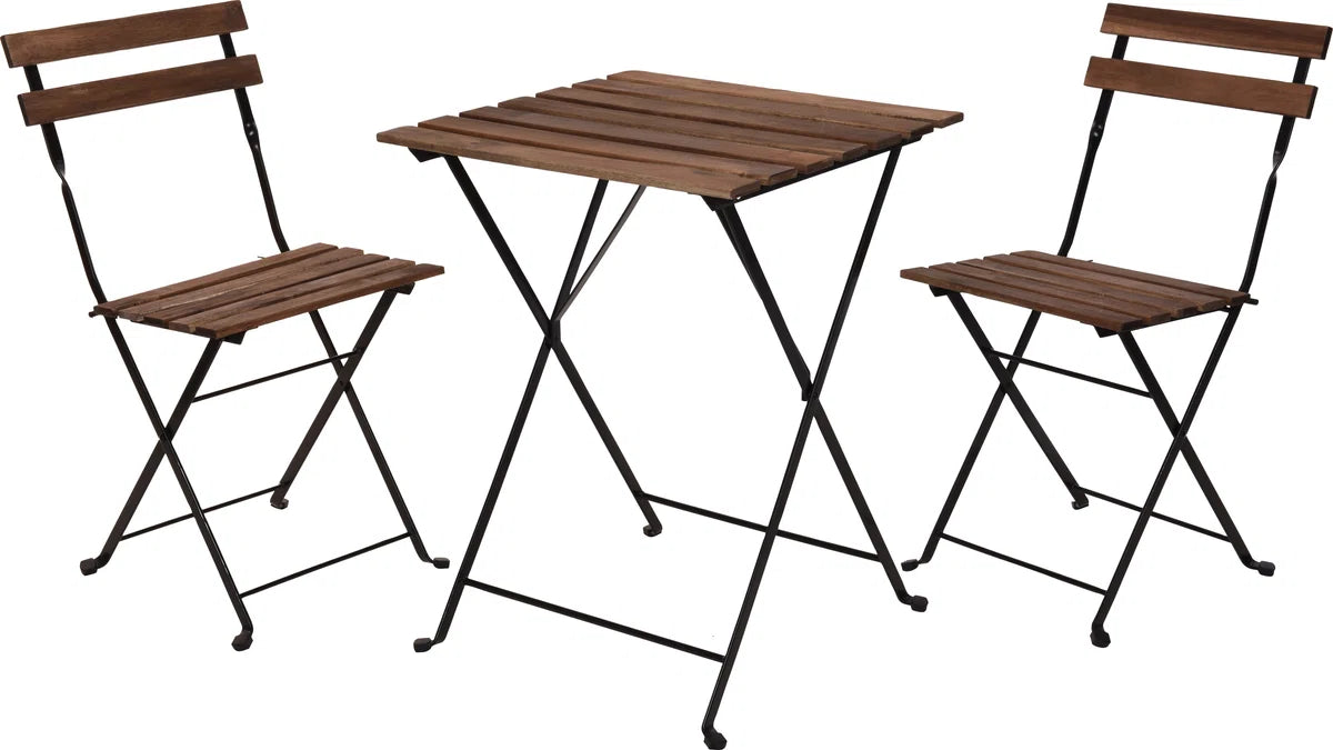 Bistro set - Tuintafel en stoelen - Zwart - Metaal - Hout
