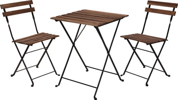 Bistro set - Tuintafel en stoelen - Zwart - Metaal - Hout