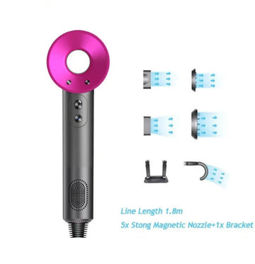 Föhn met Diffuser - Ionische Haardroger - Hair Dryer - Professionele Haar Droger - Rijk uitgerust - Inclusief 6 accessoires - 3 Standen - Roze