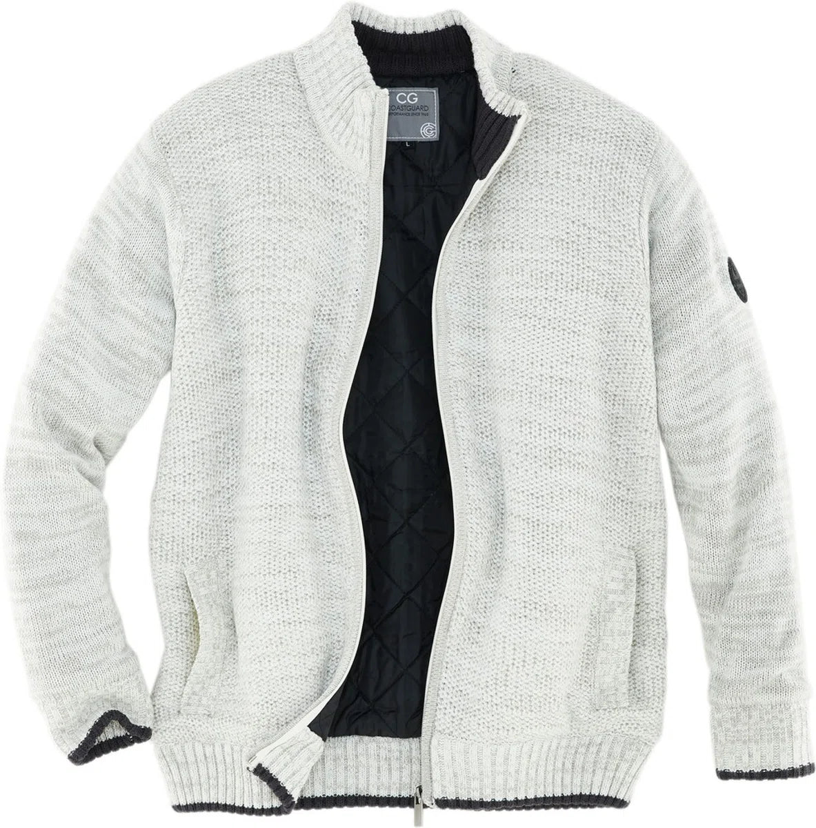 Gebreide herenvest met rits | licht gewatteerd | maten M-4XL | kleur licht grijs