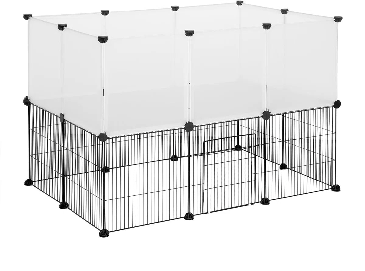 Dierenren - Kattenren - Hondenren Buiten - Konijnenhok voor Binnen - Konijnenren - Kippenren - Ren - Dierenverblijf Buiten - 107 x 72 x 72 cm - Wit