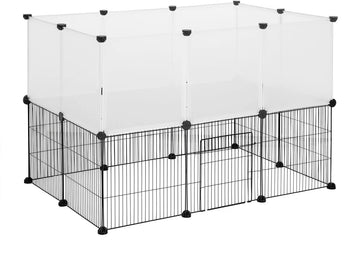 Dierenren - Kattenren - Hondenren Buiten - Konijnenhok voor Binnen - Konijnenren - Kippenren - Ren - Dierenverblijf Buiten - 107 x 72 x 72 cm - Wit