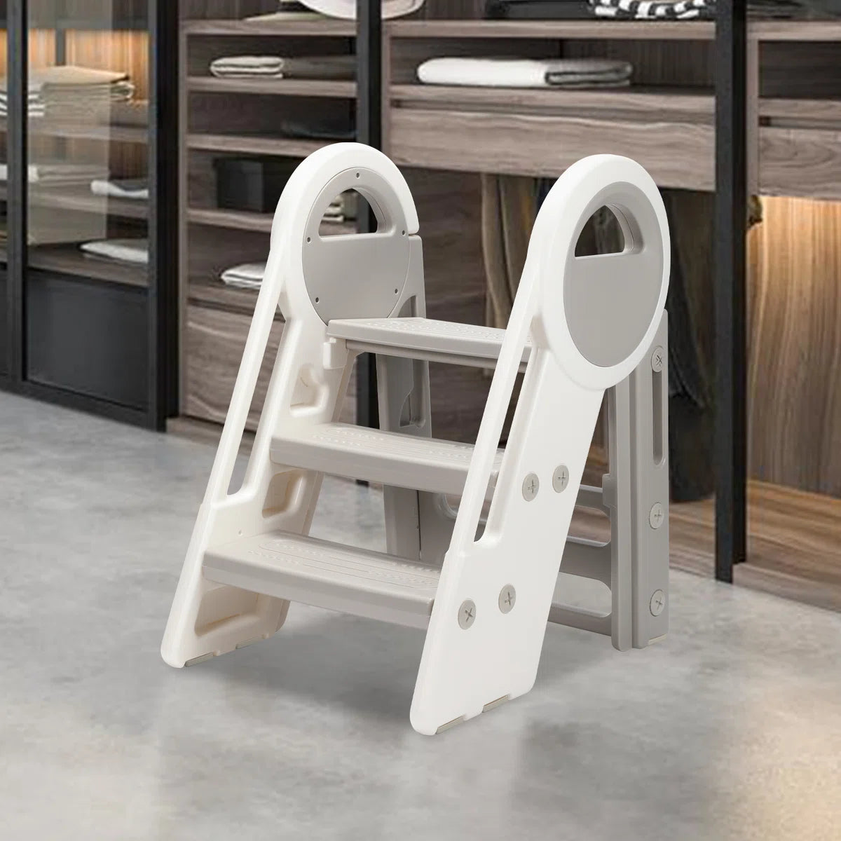 Step Stool - 2 - 3 Levels Height Adjustable Step Stool for Children - kinderkruk - Step Stool for Baby, Learning Tower with Handles - Anti-Tilt and Non-Slip - Children's Toilet Training