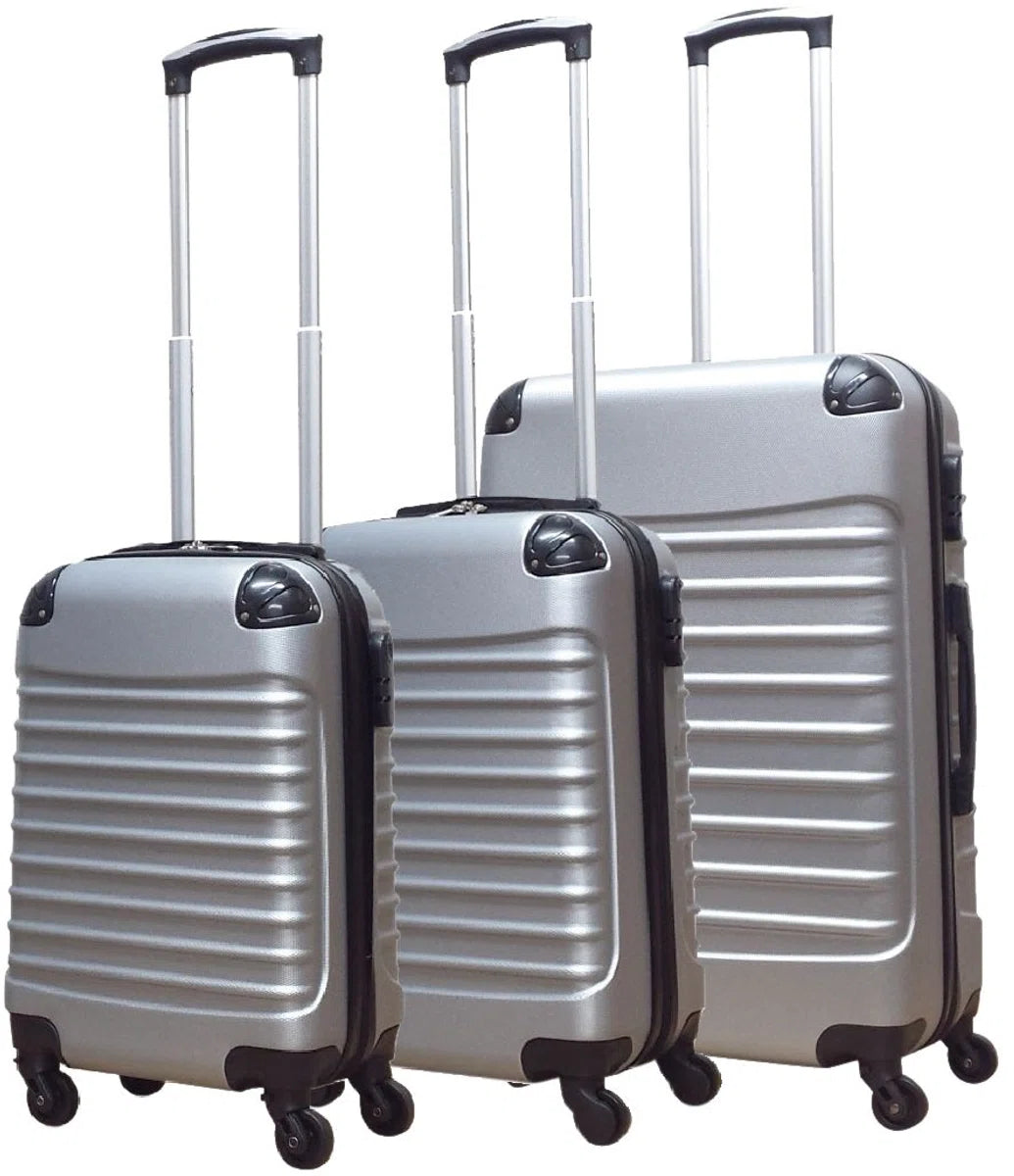 Quadrant 3 delige ABS Kofferset - 2 x handbagage koffer / 1 x grote koffer - Zilver