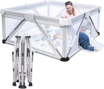 Opvouwbare speelruimte voor baby‘s en kinderen, grote speeltuin, draagbare kinderbox met hek voor binnen en buiten, (120 x 160 cm)