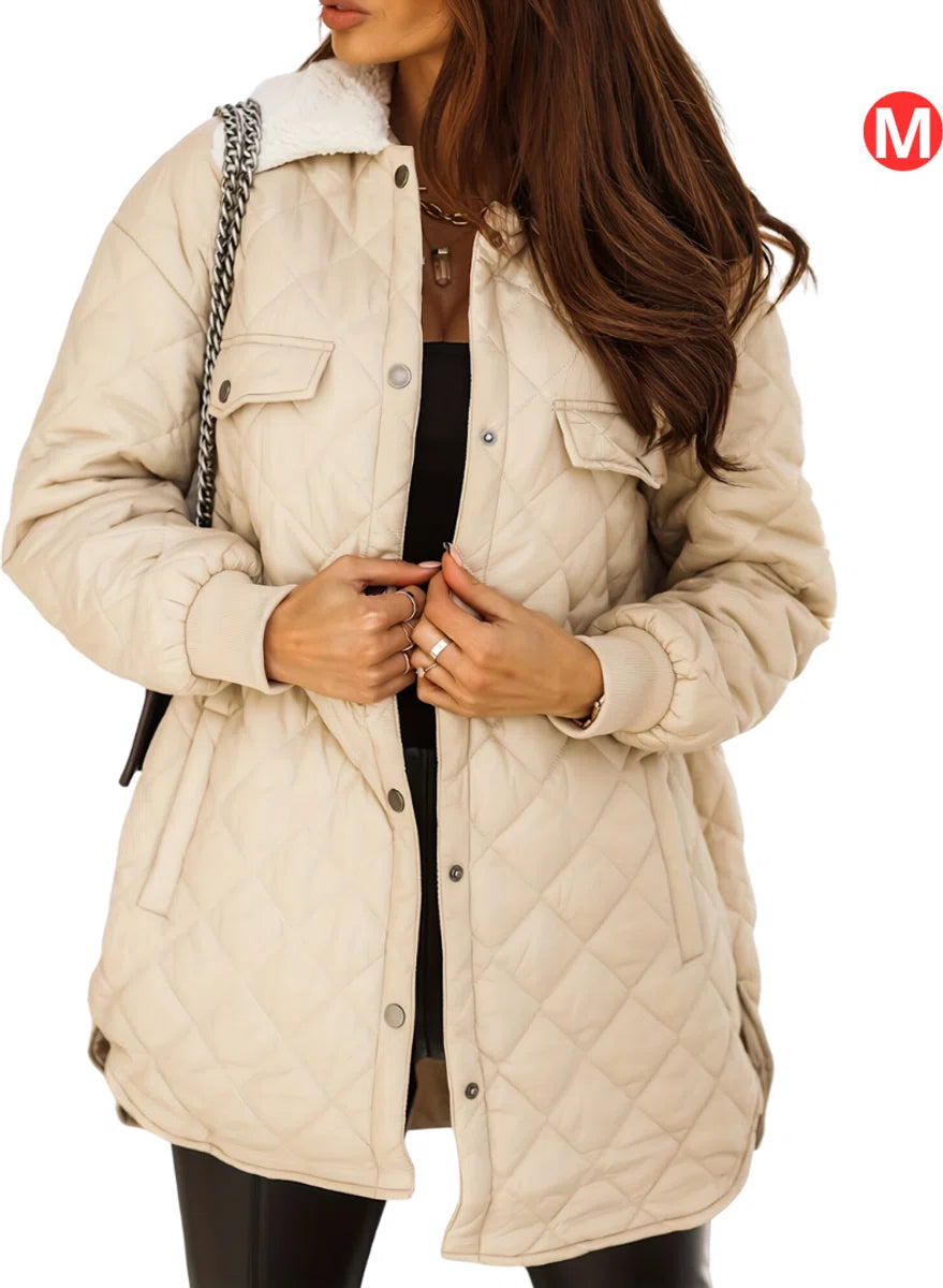 Winterjas - Parka Dames Winterjas - Winter - Volwassen - Stijlvol - Beige - Maat M